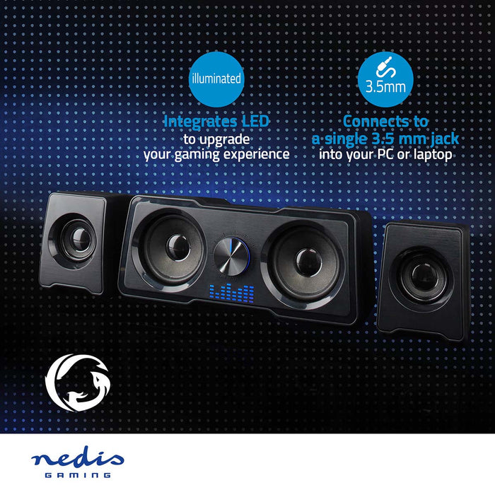 Nedis Gaming Speaker - Speaker channels: 2.2, USB Powered, 3.5 mm Male, LED - Volume control