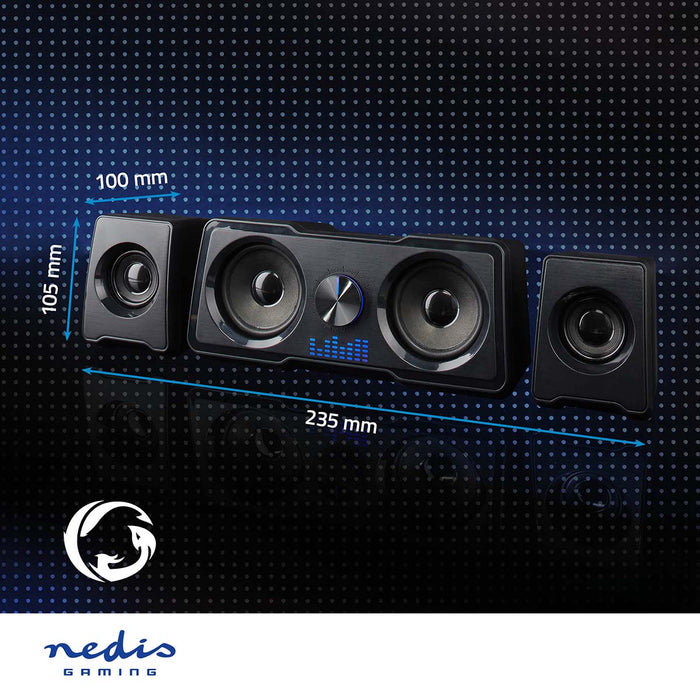 Nedis Gaming Speaker - Speaker channels: 2.2, USB Powered, 3.5 mm Male, LED - Volume control