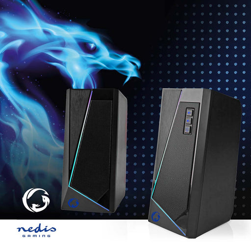 Nedis Gaming Speaker - Speaker channels: 2.0, USB Powered, 3.5 mm Male, LED - Volume control