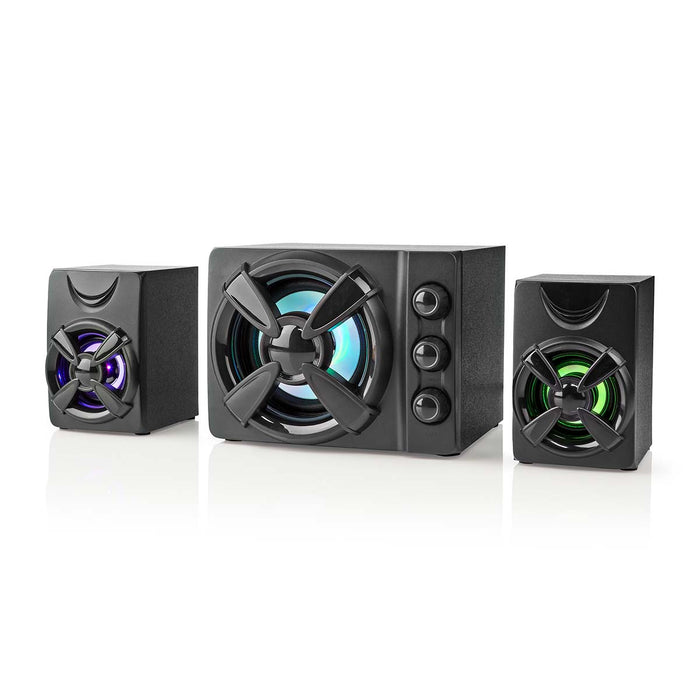 Nedis Gaming Speaker - Speaker channels: 2.1, USB Powered, 3.5 mm Male, LED - Volume control