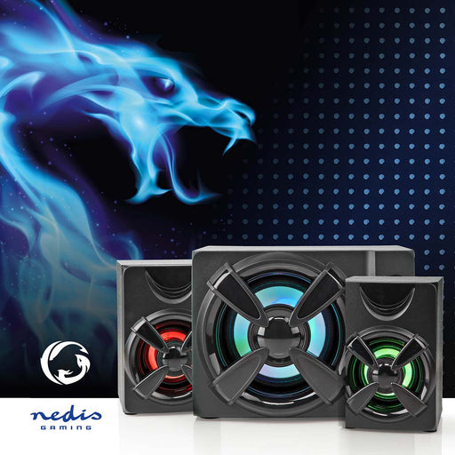 Nedis Gaming Speaker - Speaker channels: 2.1, USB Powered, 3.5 mm Male, LED - Volume control