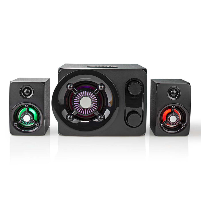 Nedis Gaming Speaker - Speaker channels: 2.1, Mains Powered, 3.5 mm Male, LED - Volume control