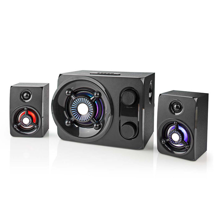 Nedis Gaming Speaker - Speaker channels: 2.1, Mains Powered, 3.5 mm Male, LED - Volume control