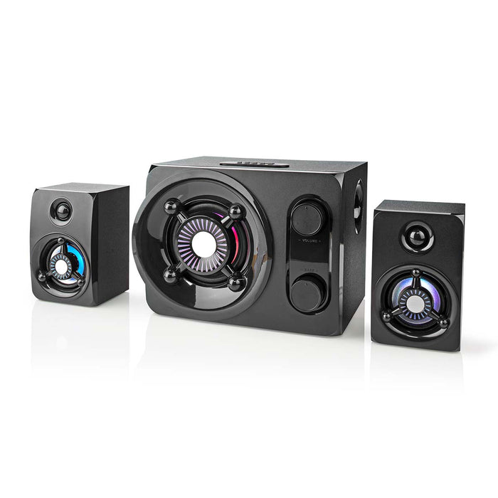 Nedis Gaming Speaker - Speaker channels: 2.1, Mains Powered, 3.5 mm Male, LED - Volume control