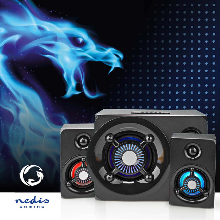 Nedis Gaming Speaker - Speaker channels: 2.1, Mains Powered, 3.5 mm Male, LED - Volume control