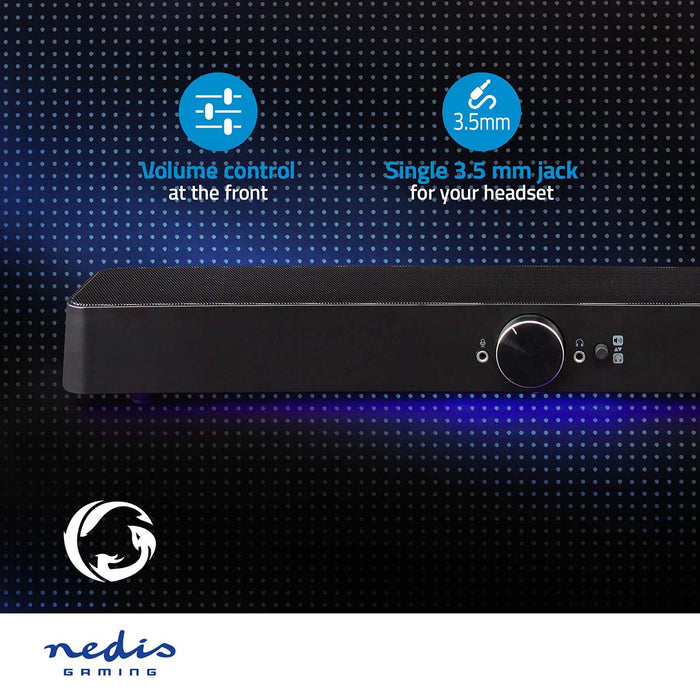 Nedis Gaming Speaker - Speaker channels: 2.0, USB Powered, 3.5 mm Male, Volume control - Connection output: 1x 3.5 mm