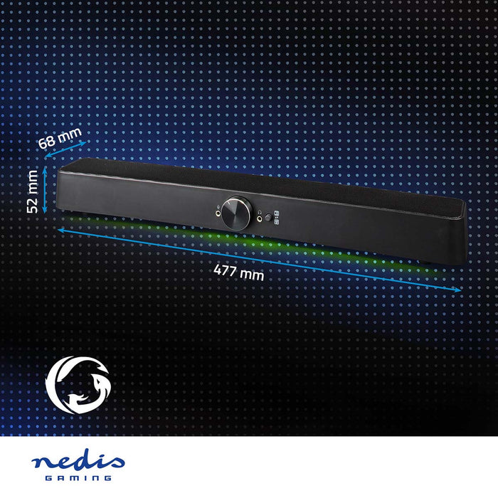 Nedis Gaming Speaker - Speaker channels: 2.0, USB Powered, 3.5 mm Male, Volume control - Connection output: 1x 3.5 mm