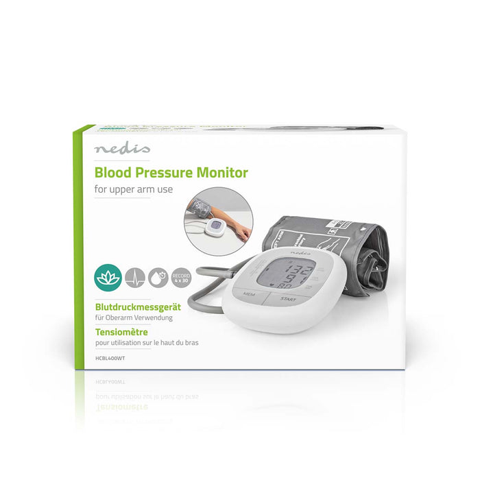 Nedis Blood Pressure Monitor Upper Arm - White, 