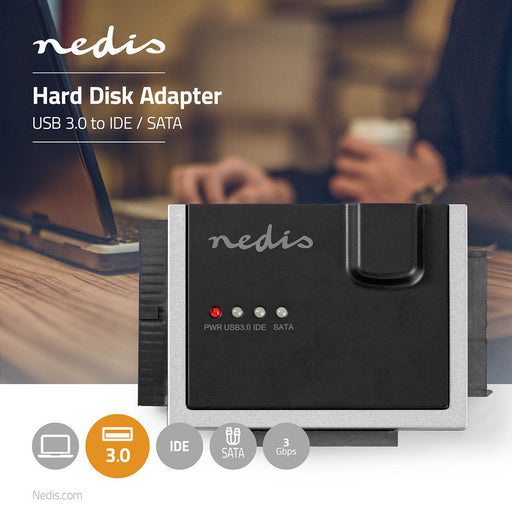 Nedis Hard Disk Adapter - USB 3.0, 2.5 / 3.5", IDE + SATA, IDE + SATA - Mains Powered