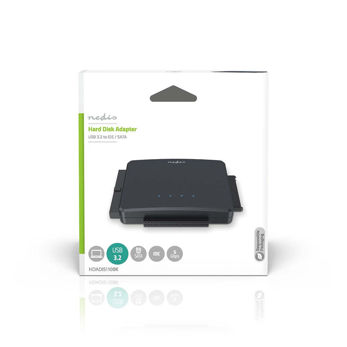 Nedis Hard Disk Adapter - USB 3.2 Gen1, 2.5 / 3.5", IDE + SATA, IDE + SATA - Mains Powered