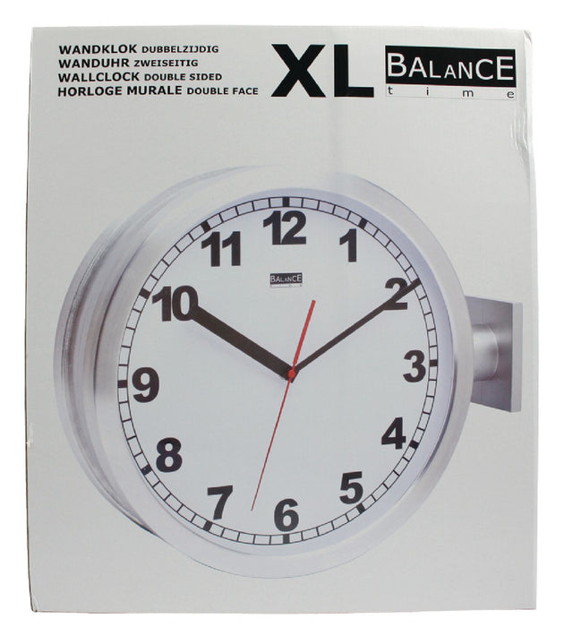 Balance Double-Sided Station Clock 38 cm Analogue Silver/White