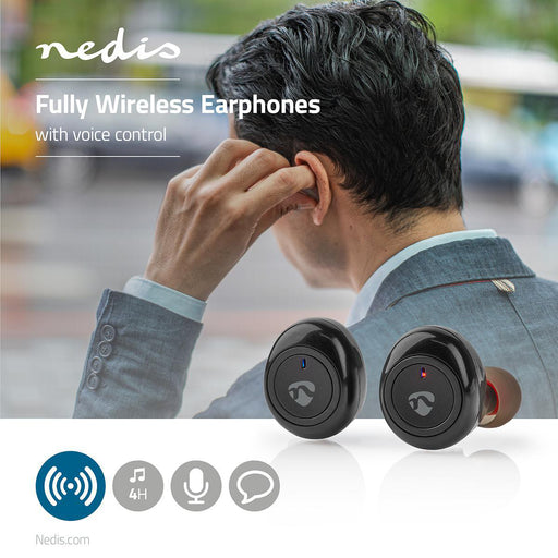 Nedis Fully Wireless Earphones - Bluetooth®, Battery play time: 3 hrs, Press Control, Voice control support - Black