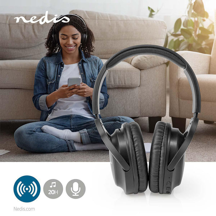 Nedis Wireless Over-Ear Headphones - Battery play time: 20 hrs, Built-in microphone, Press Control, Volume control - Travel case included