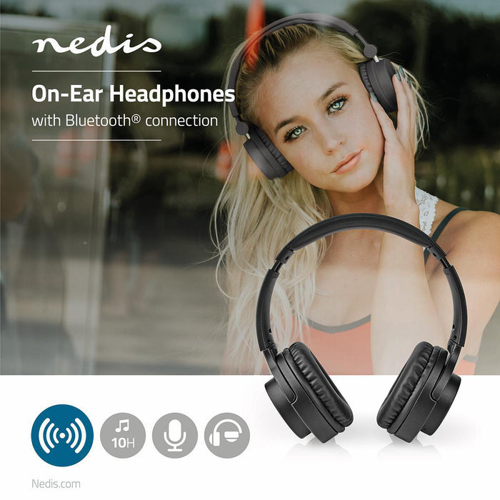 Nedis Wireless On-Ear Headphones - Battery play time: 10 hrs, Built-in microphone, Press Control, Voice control support - Volume control