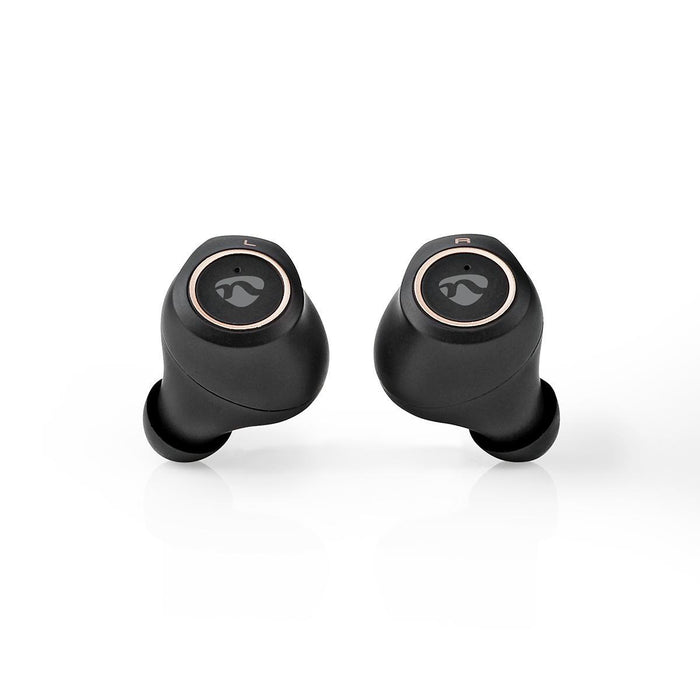 Nedis Fully Wireless Earphones - Bluetooth®, Battery play time: 3 hrs, Touch Control, Ear wings - Black / Gold