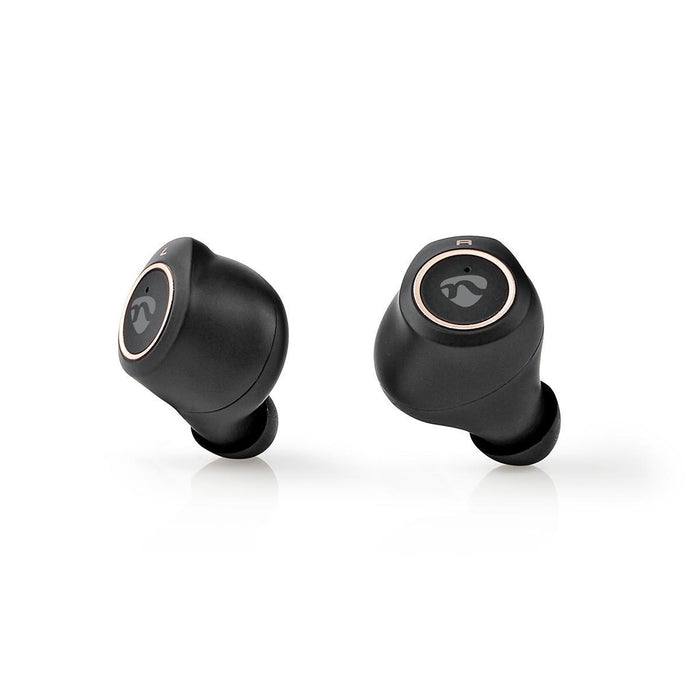 Nedis Fully Wireless Earphones - Bluetooth®, Battery play time: 3 hrs, Touch Control, Ear wings - Black / Gold