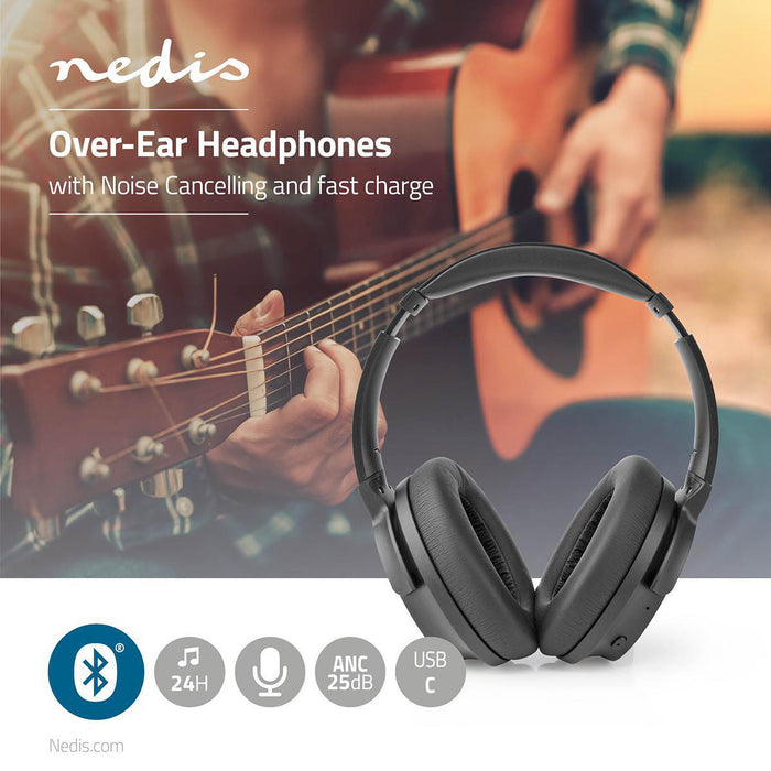 Nedis Wireless Over-Ear Headphones - Battery play time: 24 hrs, Built-in microphone, Press Control, Volume control - Travel case included