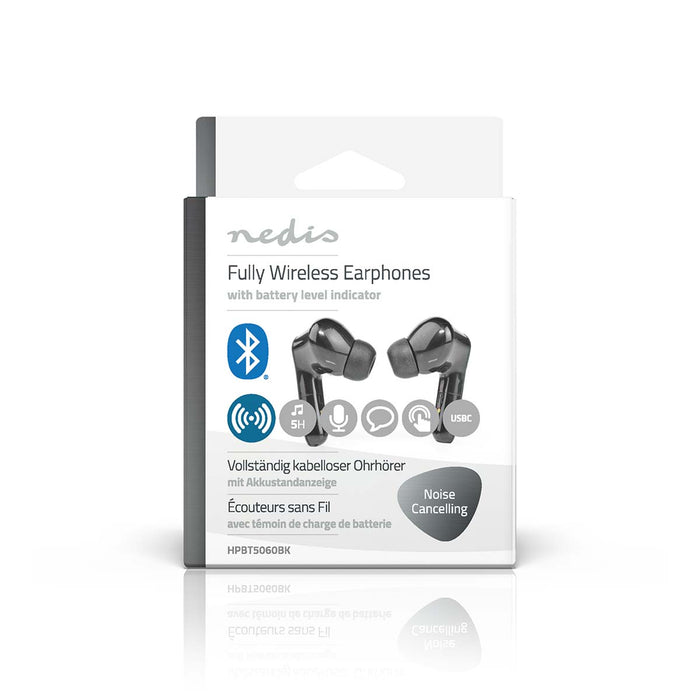 Nedis Fully Wireless Earphones - Bluetooth®, Battery play time: 5 hrs, Touch Control, Noise canceling - Black