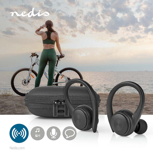 Nedis Fully Wireless Earphones - Bluetooth®, Battery play time: 4 hrs, Press Control, Ear hooks - Black