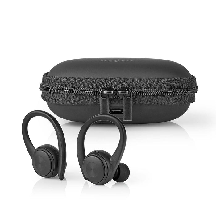 Nedis Fully Wireless Earphones - Bluetooth®, Battery play time: 4 hrs, Press Control, Ear hooks - Black