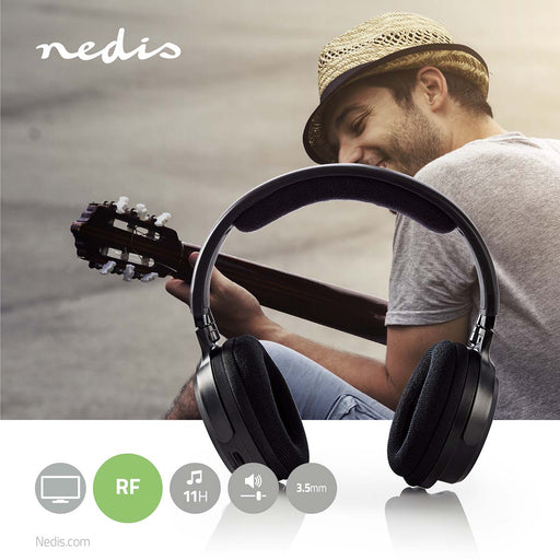 Nedis Wireless TV Headphones - RF, On-Ear, Battery play time: 11 hrs, Charging dock - Black