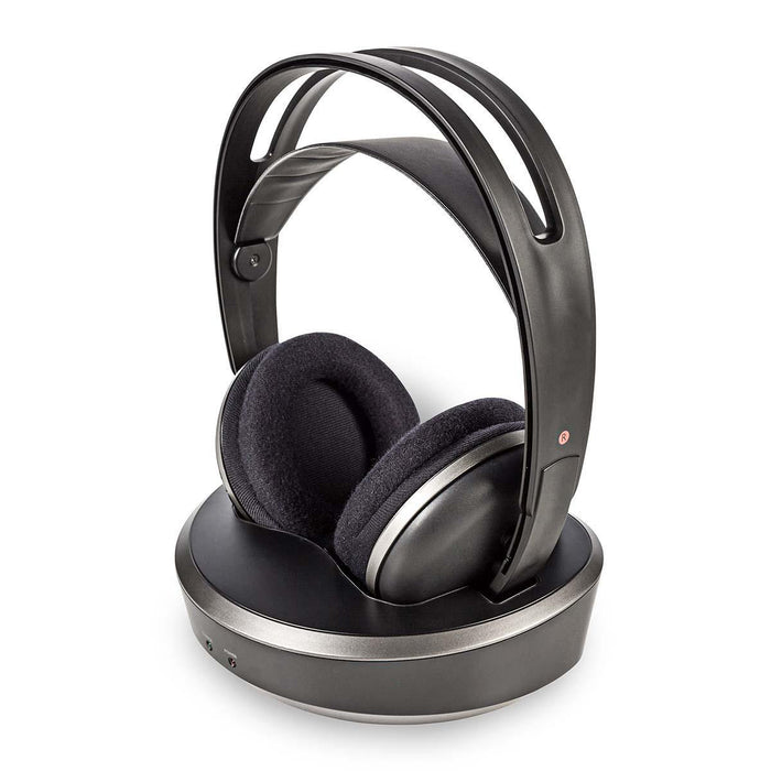 Nedis Wireless TV Headphones - RF, Over-Ear, Battery play time: 11 hrs, Charging dock - Black / Silver