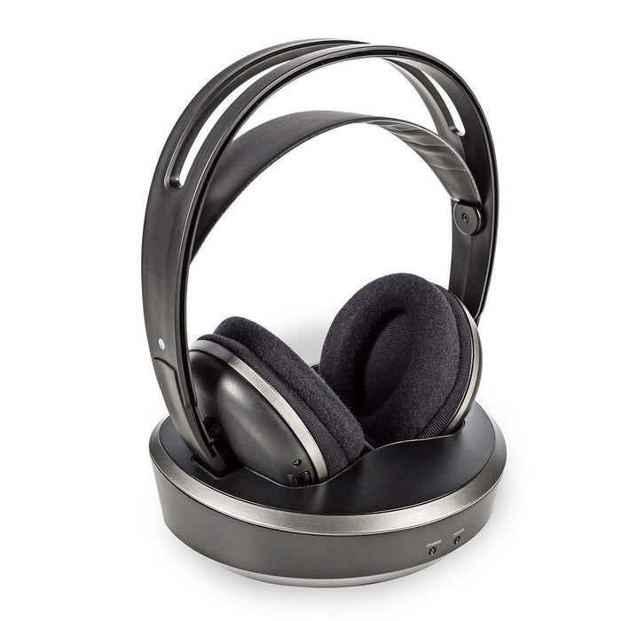 Nedis Wireless TV Headphones - RF, Over-Ear, Battery play time: 11 hrs, Charging dock - Black / Silver