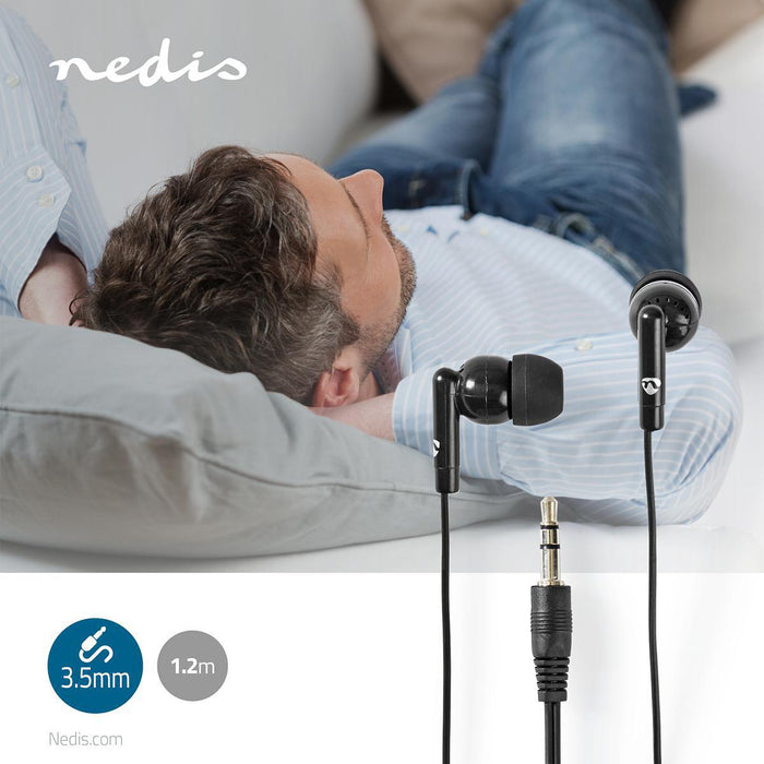 Nedis Wired Earphones - 3.5 mm, Cable length: 1.20 m, Volume control, Volume control - Black