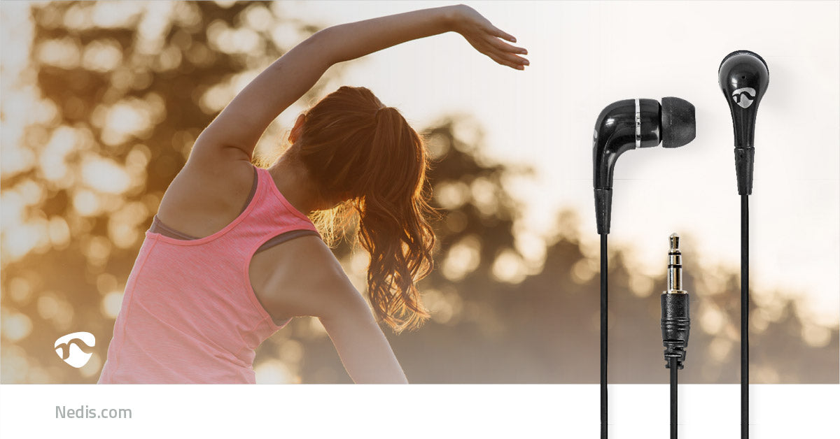 Nedis Wired Earphones - 3.5 mm, Cable length: 1.20 m, Volume control, Volume control - Black