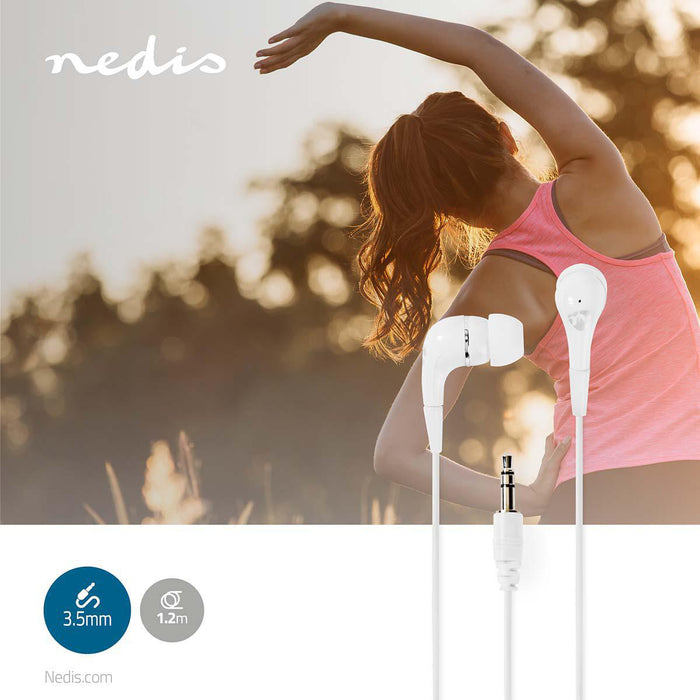 Nedis Wired Earphones - 3.5 mm, Cable length: 1.20 m, Volume control, Volume control - White