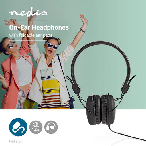 Nedis On-Ear Wired Headphones - 3.5 mm - Cable length: 1.20 m - Black, 