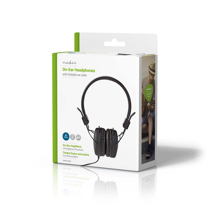 Nedis On-Ear Wired Headphones - 3.5 mm - Cable length: 1.20 m - Black, 