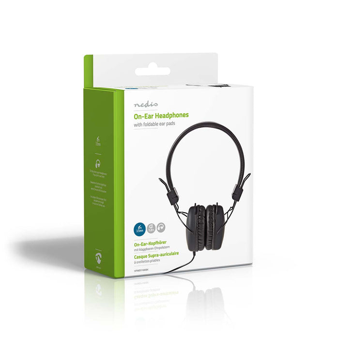 Nedis On-Ear Wired Headphones - 3.5 mm - Cable length: 1.20 m - Black, 