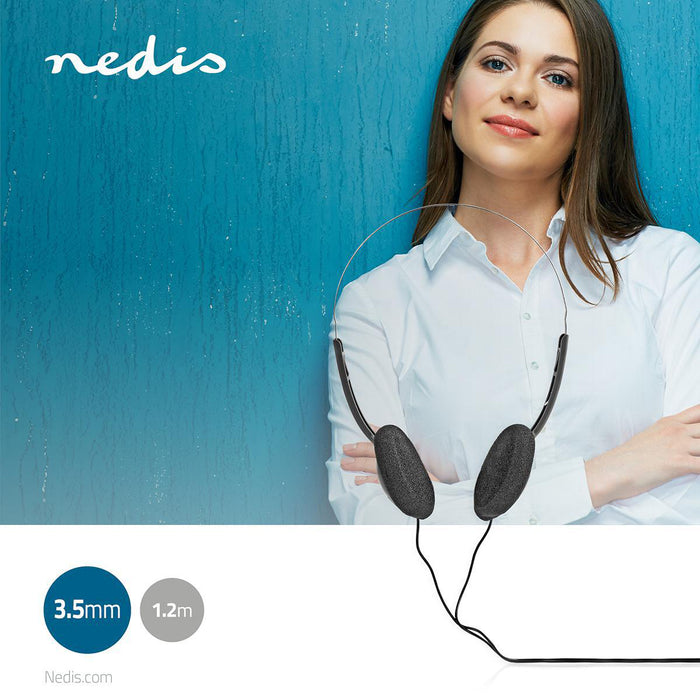 Nedis On-Ear Wired Headphones - 3.5 mm - Cable length: 1.20 m - Black, 