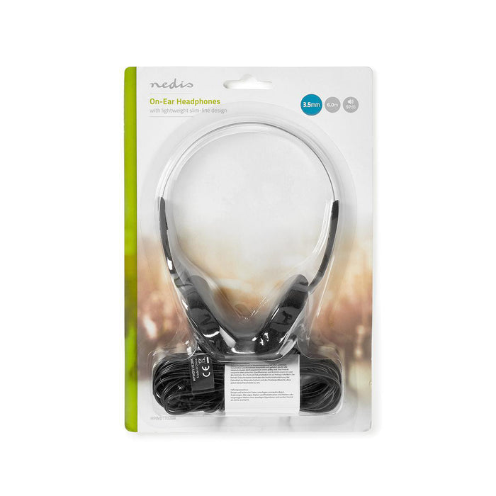 Nedis On-Ear Wired Headphones - 3.5 mm - Cable length: 6.00 m - Black, 