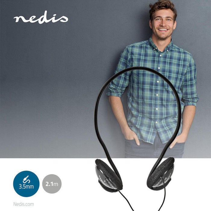 Nedis On-Ear Wired Headphones - 3.5 mm - Cable length: 2.10 m - Black, 