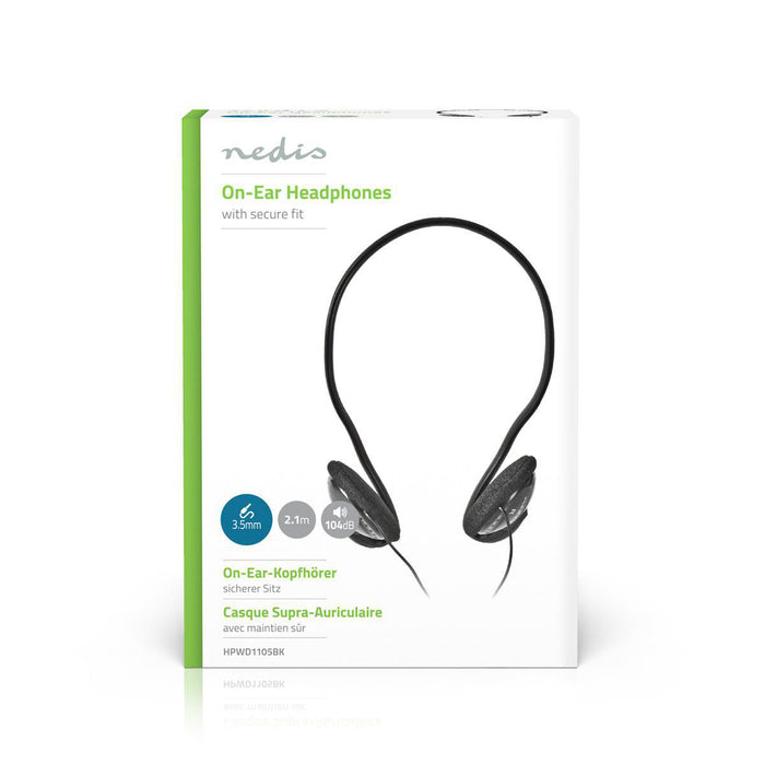 Nedis On-Ear Wired Headphones - 3.5 mm - Cable length: 2.10 m - Black, 