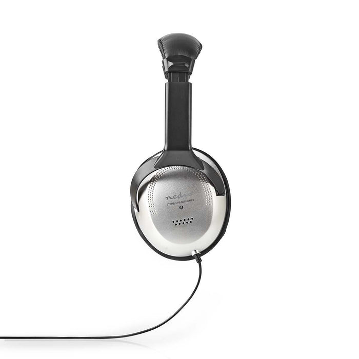 Nedis Over-Ear Wired Headphones - Cable length: 2.70 m - Volume control - Black / Silver, 