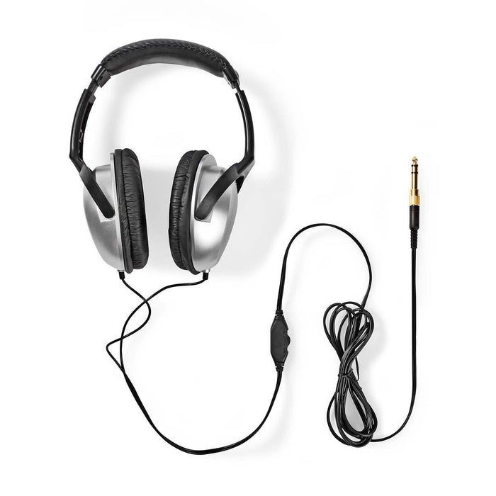 Nedis Over-Ear Wired Headphones - Cable length: 2.70 m - Volume control - Black / Silver, 