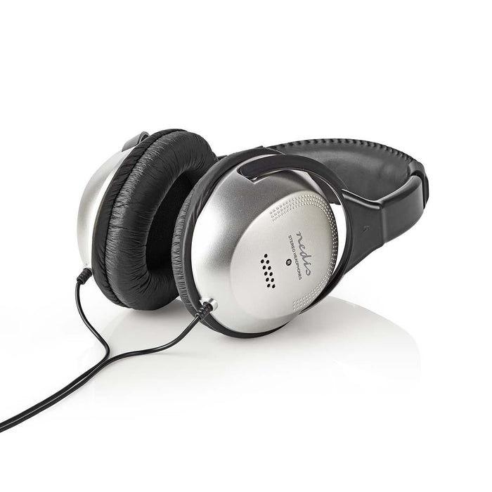 Nedis Over-Ear Wired Headphones - Cable length: 2.70 m - Volume control - Black / Silver, 