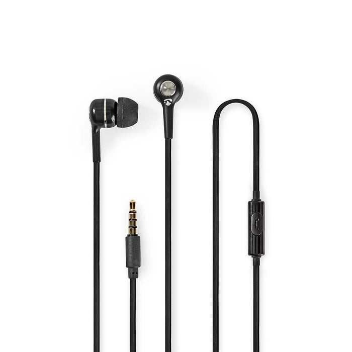 Nedis Wired Earphones - 3.5 mm, Cable length: 1.20 m, Built-in microphone, Volume control - Black / Silver