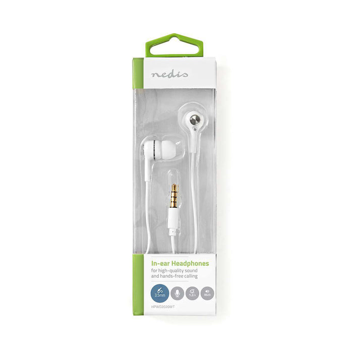 Nedis Wired Earphones - 3.5 mm, Cable length: 1.20 m, Built-in microphone, Volume control - White