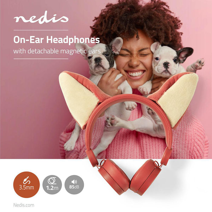 Nedis On-Ear Wired Headphones - 3.5 mm, Cable length: 1.20 m, 85 dB, 85 dB - Orange