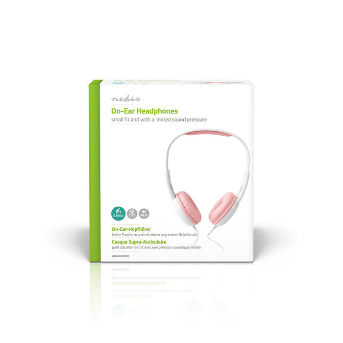 Nedis On-Ear Wired Headphones - 3.5 mm, Cable length: 1.20 m, 82 dB, 82 dB - Pink