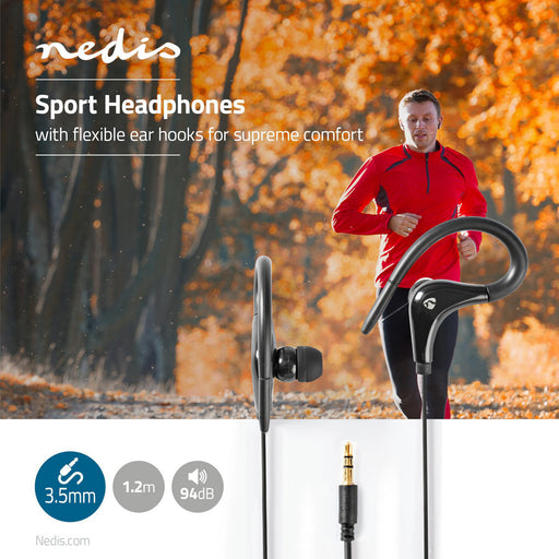 Nedis Wired Earphones - 3.5 mm, Cable length: 1.20 m, Volume control, Ear hooks - Black