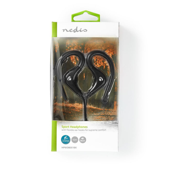 Nedis Wired Earphones - 3.5 mm, Cable length: 1.20 m, Volume control, Ear hooks - Black