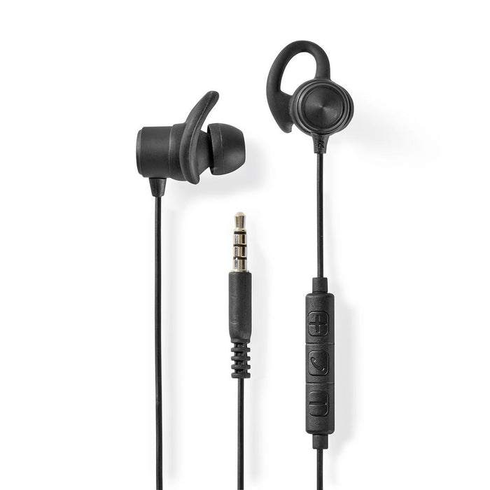 Nedis Wired Earphones - 3.5 mm, Cable length: 1.20 m, Built-in microphone, Ear wings - Black