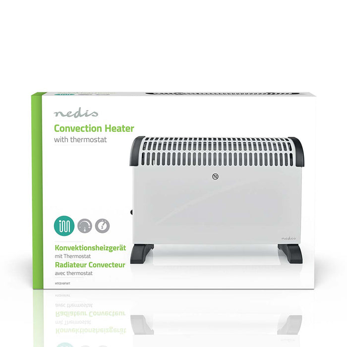 Nedis Convection Heater - 2000 W, 3 Heat Settings, Adjustable thermostat, Integrated handle(s) - White