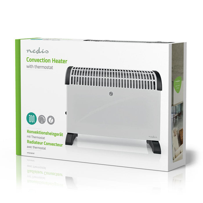 Nedis Convection Heater - 2000 W, 3 Heat Settings, Adjustable thermostat, Integrated handle(s) - White