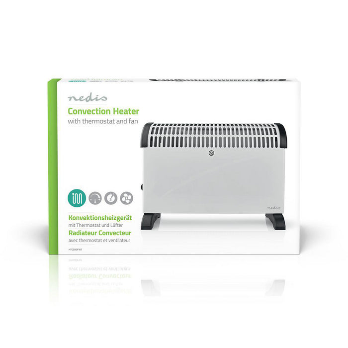 Nedis Convection Heater - 2000 W, 3 Heat Settings, Turbo function, Integrated handle(s) - White